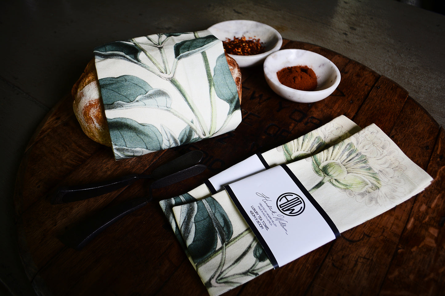 Cream Botanical Tea Towel