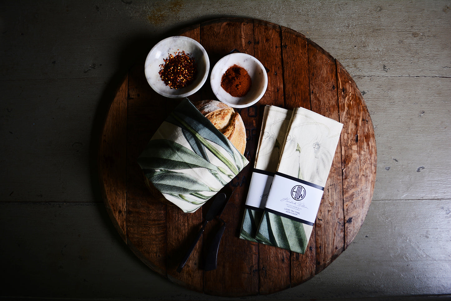 Cream Botanical Tea Towel