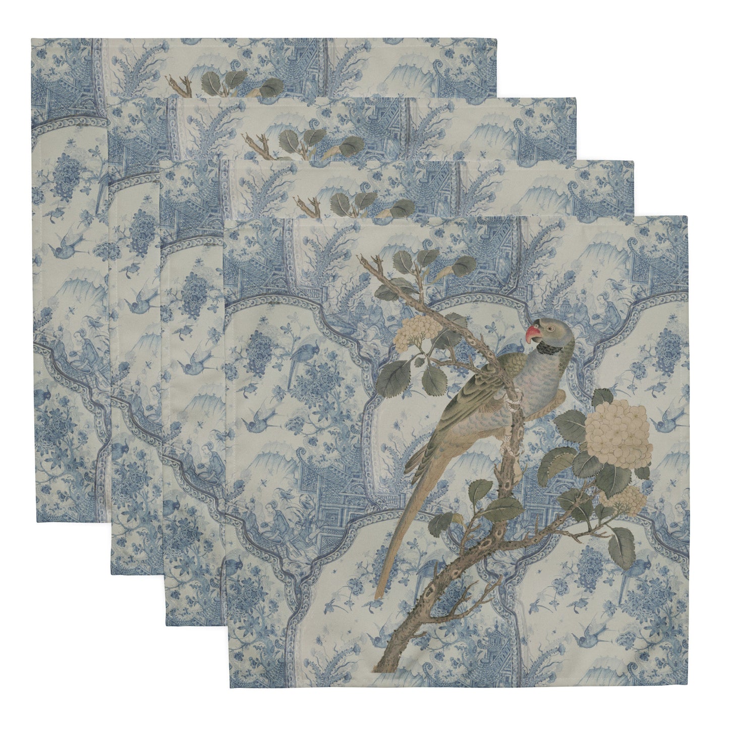 Delft napkin set with Parrot