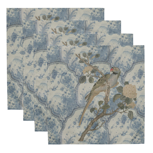 Delft napkin set with Parrot