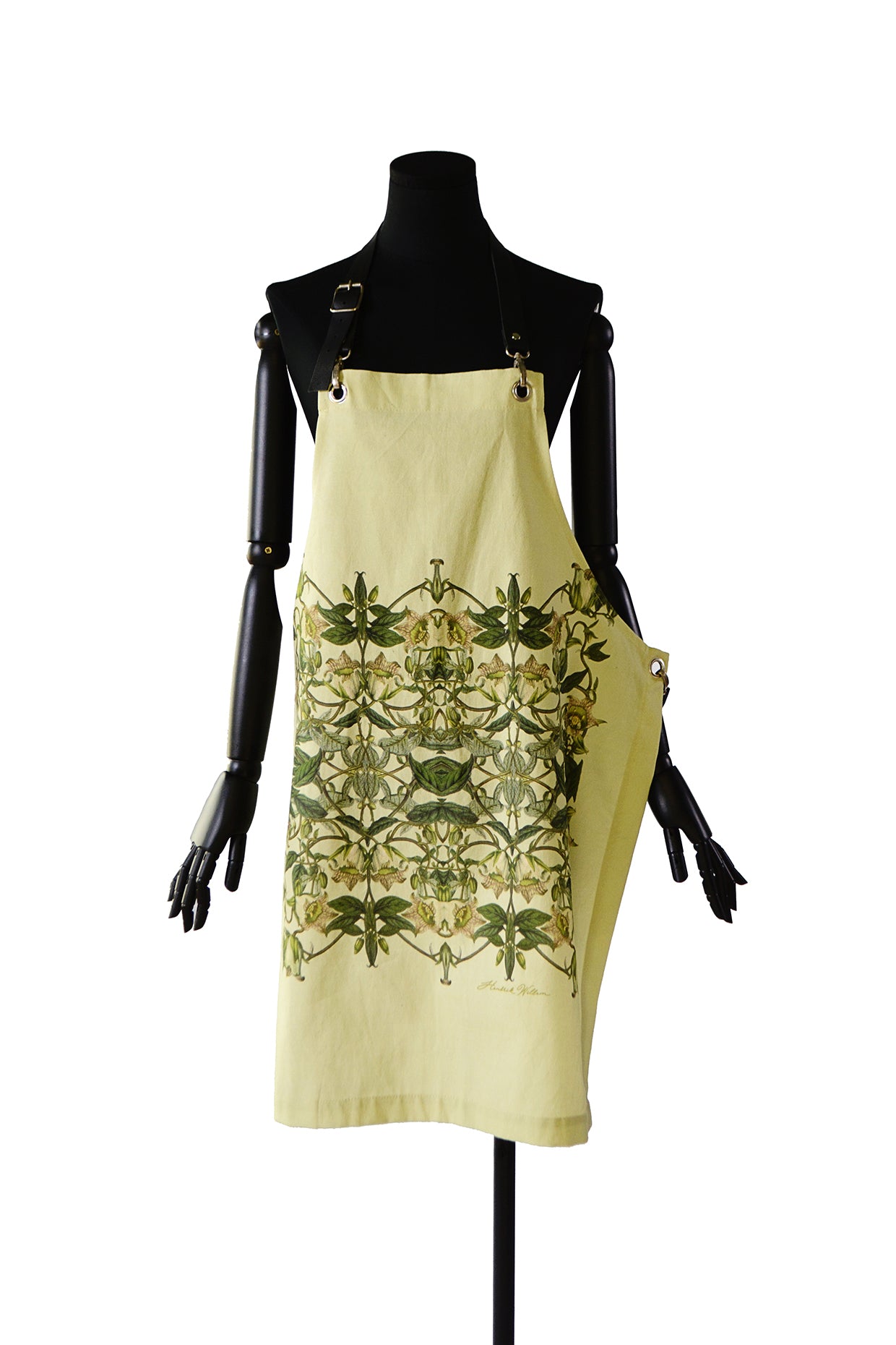 Apron with Leather Straps - Mint