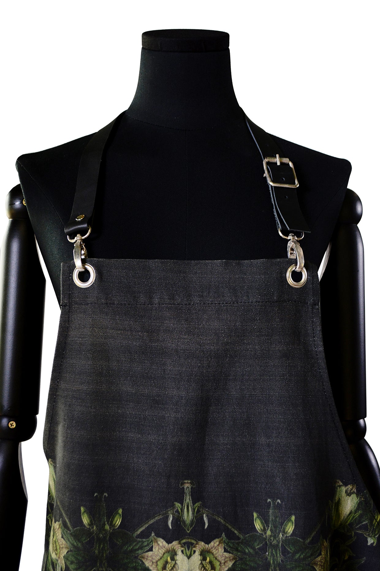 Apron with Leather Straps - Black