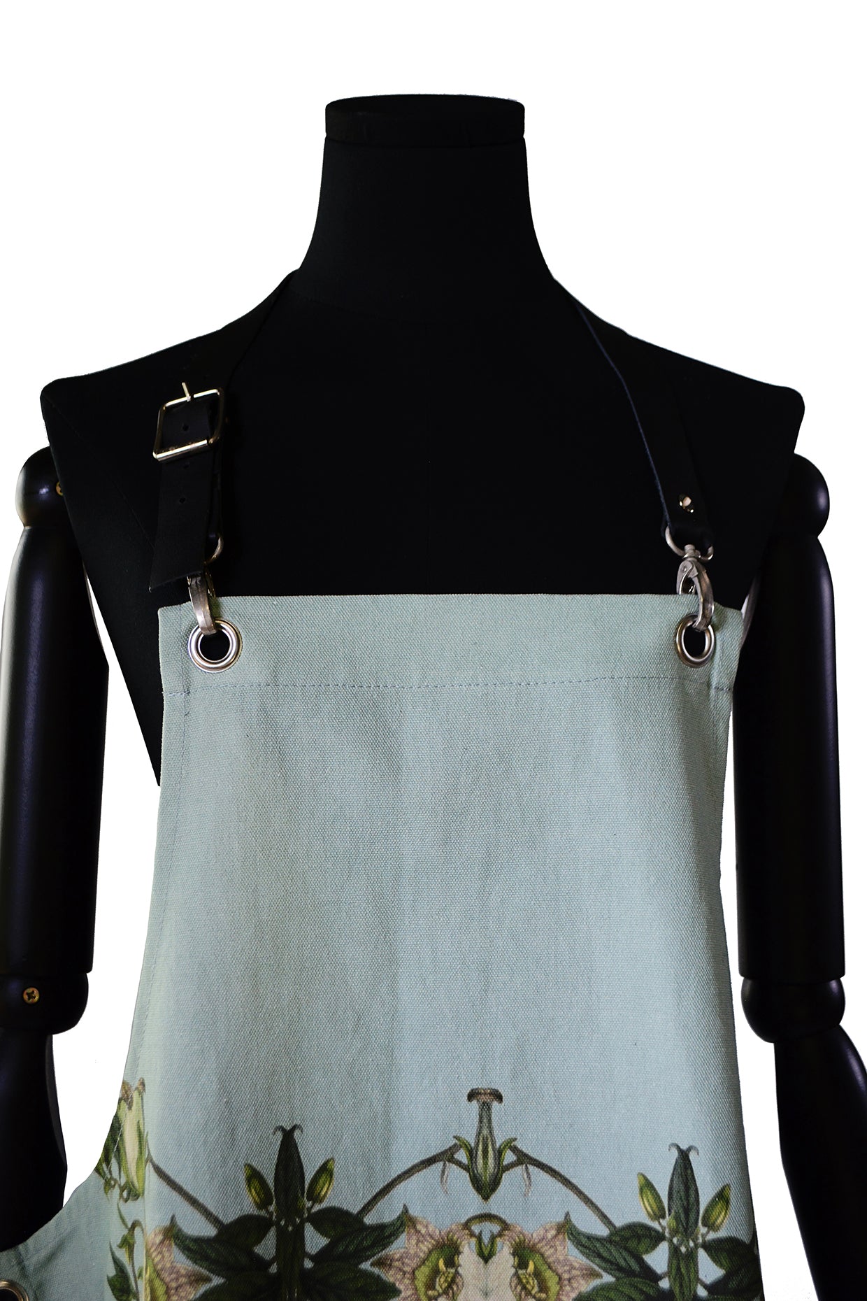 Apron with Leather Straps - French Blue